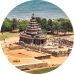Shore Temple at Mahabalipuram overlooking the Bay of Bengal on India's southeast coast.